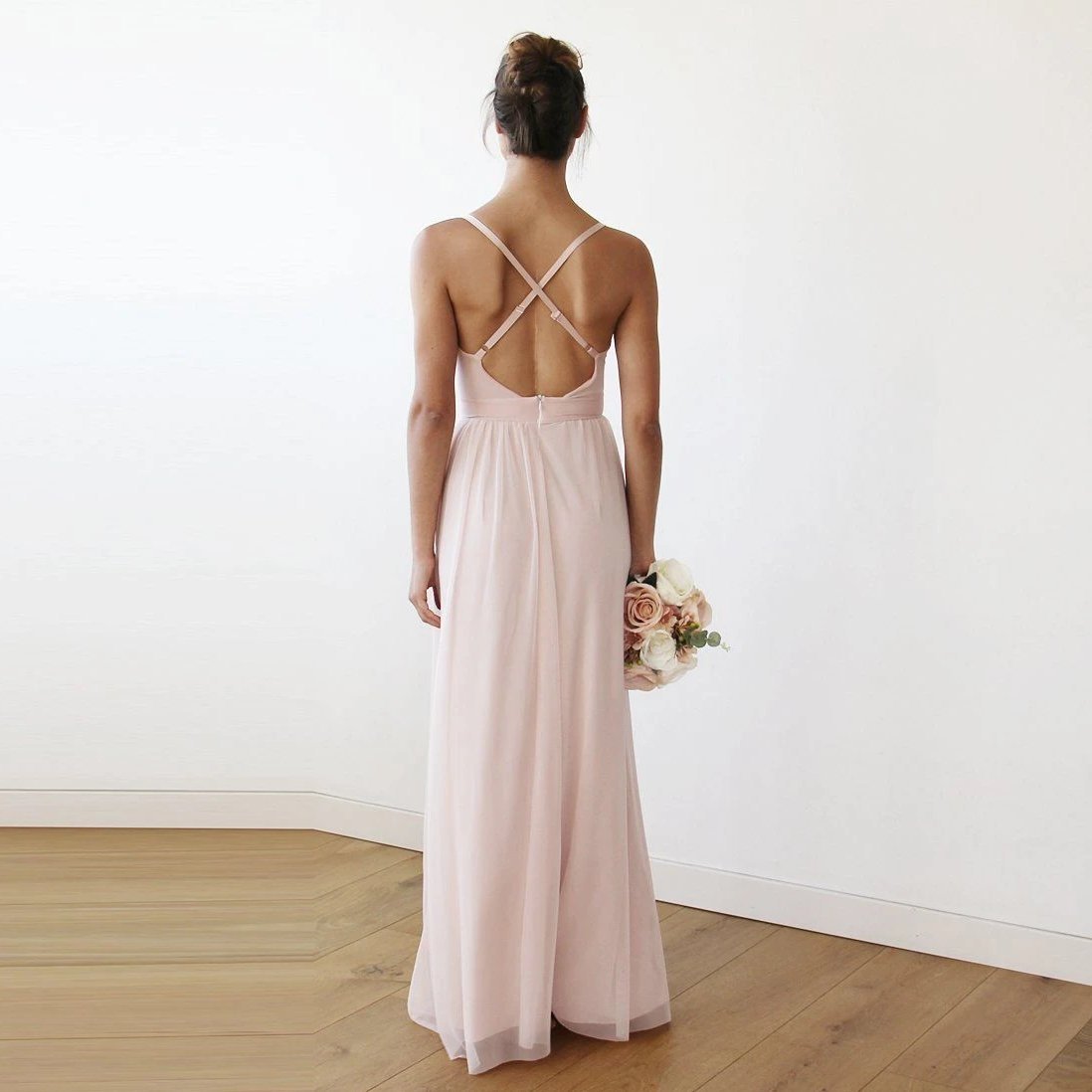 Light Pink Maxi Dress With Adjustable Straps