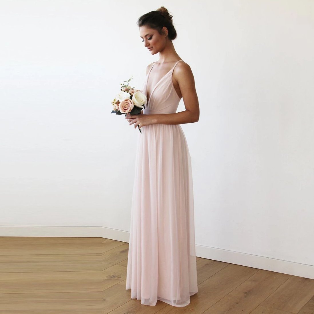 Light Pink Maxi Dress With Adjustable Straps