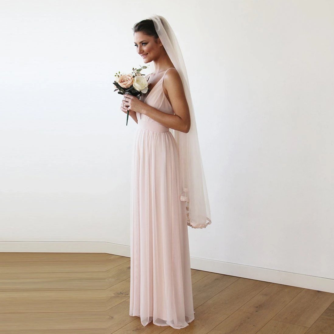 Light Pink Maxi Dress With Adjustable Straps