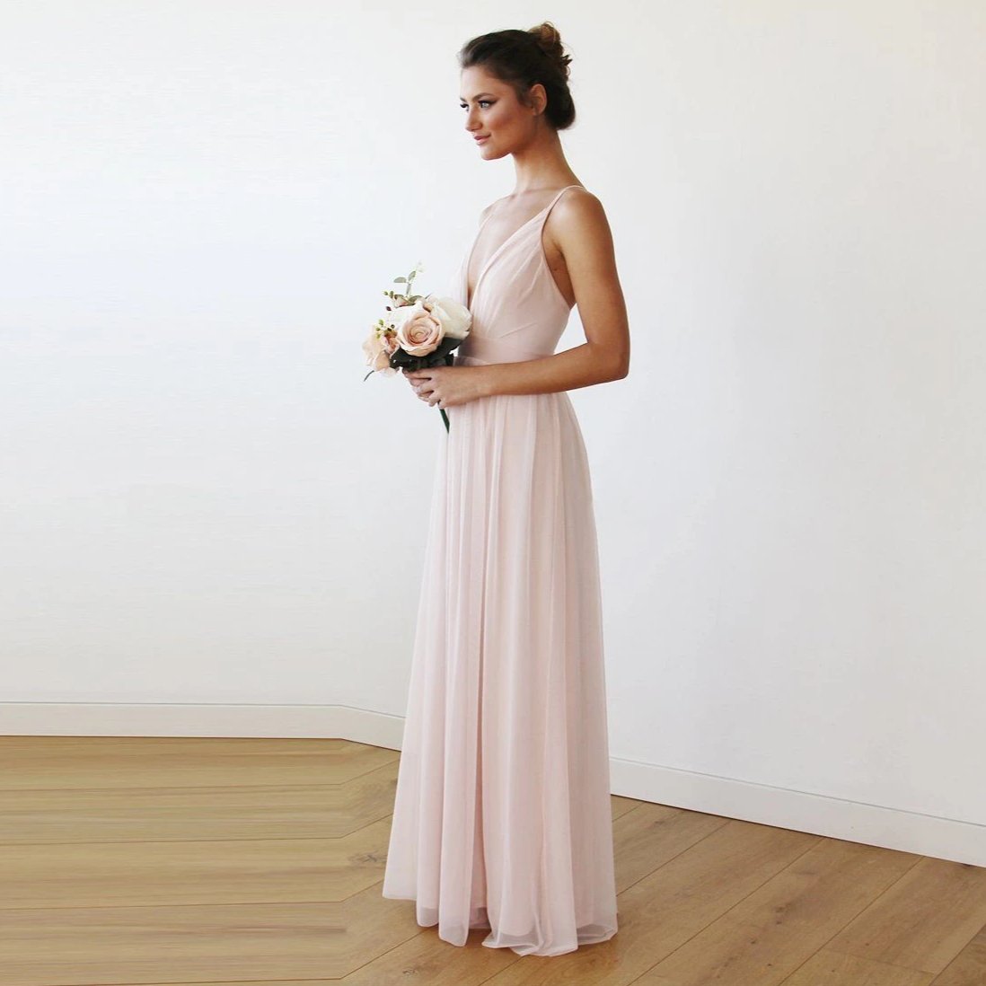 Light Pink Maxi Dress With Adjustable Straps